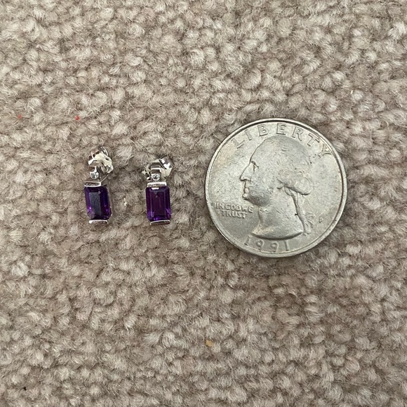 14K Amethyst & Diamond Earrings - Picture 2 of 6